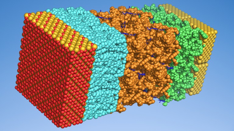 Physics-driven ML to accelerate the design of layered multicomponent electronic devices